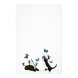 Tuxedo Kittens with Butterflies Stationery
