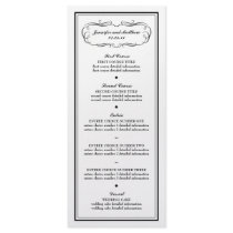 Tuxedo Menu with Black Border on White Customized Rack Card