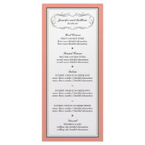 Tuxedo Wedding Menu in Coral and Grey