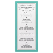 Tuxedo Wedding Menu in Turquoise and Grey