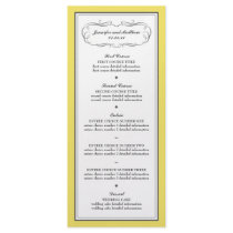 Tuxedo Wedding Menu in Yellow and Grey