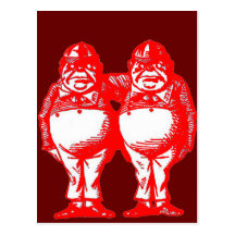 Tweedle Dee & Tweedle Dum in Orange Red Postcard