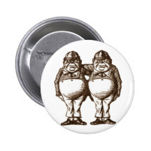 Tweedle Dee & Tweedle Dum Sepia Pinback Buttons