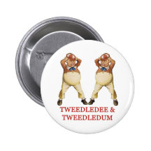 TWEEDLEDEE & TWEEDLEDUM IN WONDERLAND PINBACK BUTTON