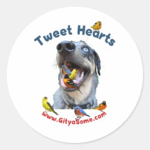 Tweet Hearts Bird Dog Stickers