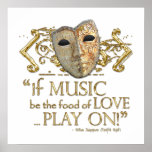 Twelfth Night Music Quote (Gold Version) Print