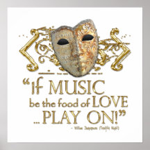 Twelfth Night Music Quote (Gold Version) Print