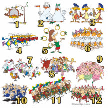 twelves days christmas song cartoon cut out