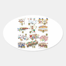 twelves days christmas song cartoon oval sticker