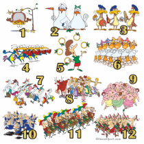 twelves days christmas song cartoon cut out