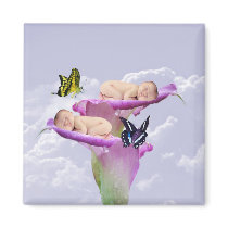 Twice the joy with baby twins fridge magnets