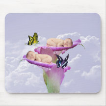 Twice the joy with baby twins shower invitation mouse pads