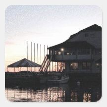 Twilight at lake waterfront, Kingston, Ontario Square Sticker