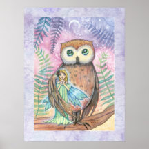 Twilight Companions Owl and Fairy Print