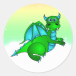 Twilight Flight - Cute Green & Blue Dragon Stickers