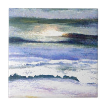 Twilight Ocean Waves Beach Surf Decor Art Tiles
