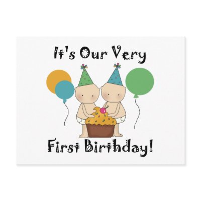 Twin Gifts Babies on Twin Babies 1st Birthday Tshirts And Gifts Postcards Zazzle Co Uk