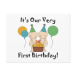 Twin Babies 1st Birthday Tshirts and Gifts postcards
