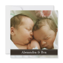 Twin Babies Photo Birth Announcement