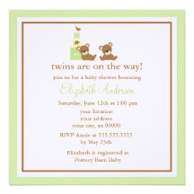 Twin Baby Bears Personalised Invite
