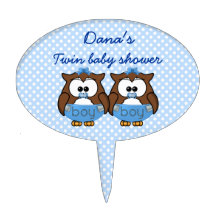 twin baby boy owl cake toppers