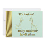 Twin Baby Shower Invitation with baby giraffes