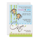 Twin Boy and Girl First Birthday Invitation