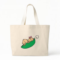 Twin Boy and Girl in Pea Pod Canvas Bags