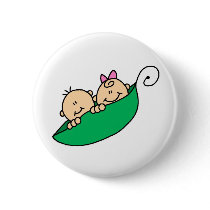 Twin Boy and Girl in Pea Pod
