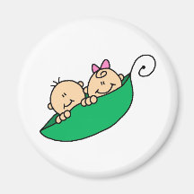 Twin Boy and Girl in Pea Pod Fridge Magnet