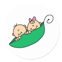 Twin Boy and Girl in Pea Pod