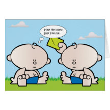 Twin boy babies greeting card