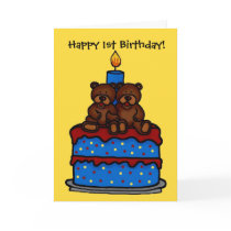 twin boy bears on cake 1st birthday