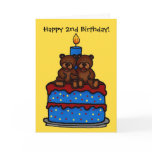 twin boy bears on cake birthday 2 cards
