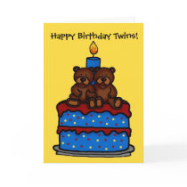 twin boy bears on cake birthday