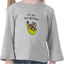 Twin Boys 1st Birthday Monkey Tshirts and Gifts