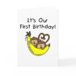 Twin Boys 1st Birthday Monkey Tshirts and Gifts cards