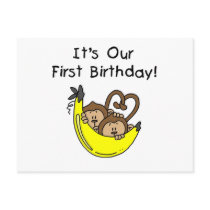 Twin Boys 1st Birthday Monkey Tshirts and Gifts Postcards