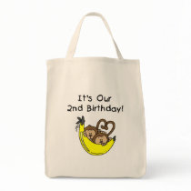 Twin Boys Banana Monkey 2nd Birthday Tote Bag