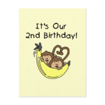 Twin Boys Banana Monkey 2nd Birthday Postcards