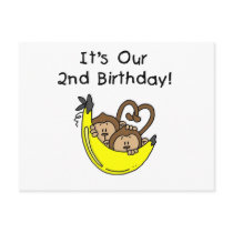 Twin Boys Banana Monkey 2nd Birthday Postcards