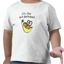 Twin Boys Banana Monkey 2nd Birthday Tee Shirts