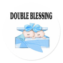 Twin Boys  Double Blessing Round Sticker