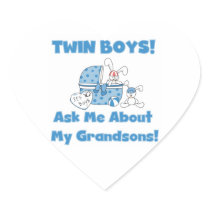 Twin Boys Grandsons Gifts Heart Sticker