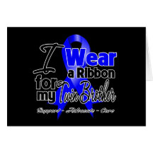 Twin Brother - Colon Cancer Ribbon Greeting Cards