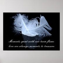 Twin flame feathers and reflection print