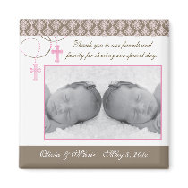 Twin Girl Baptism/Christening Favour - Photo Magne