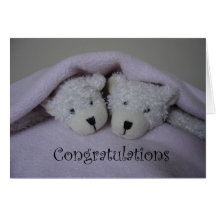 Twin girl teddy bears card