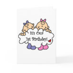 Twin Girls 1st  Birthday Tshirts and Gifts cards
