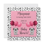 Twin Girls Baby Shower Invitation Pink Dalmatian
